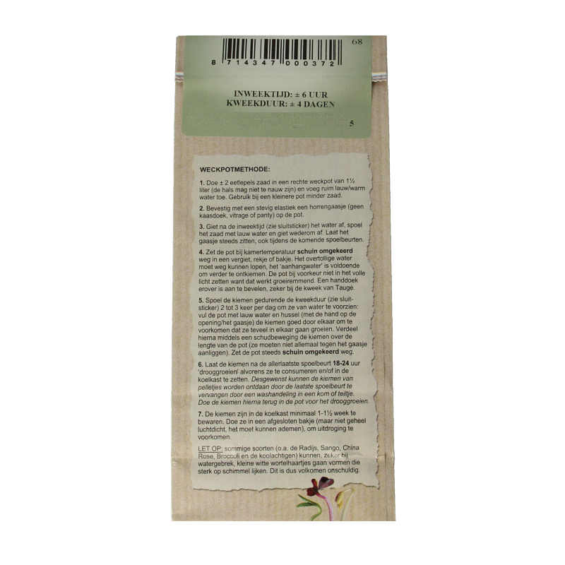 Peuleschil Radijszaad bio 130 Gram