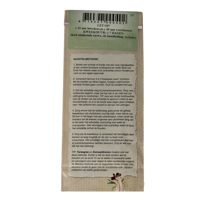 Peuleschil Tarwegras zaad bio 150.00 Gram
