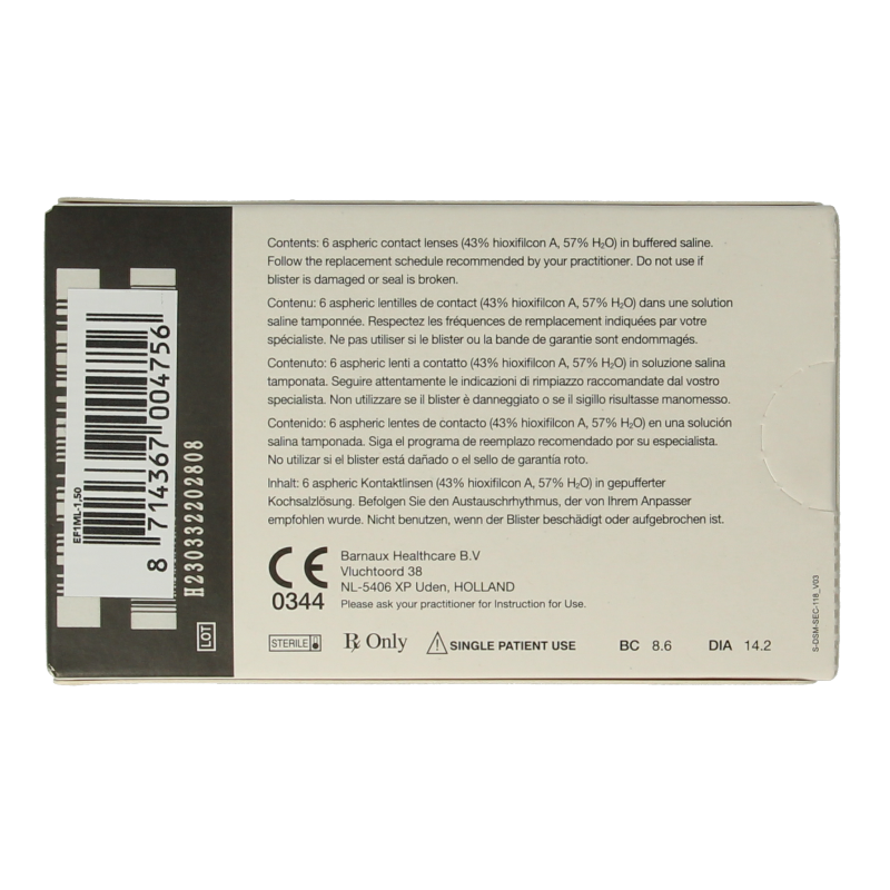 Eyefresh Maandlenzen -1.50  6 Stuks