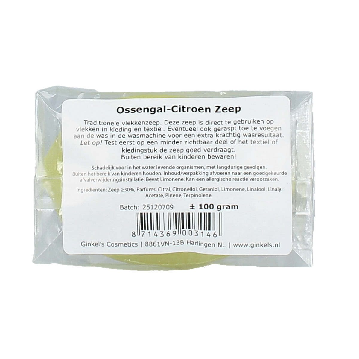 Ginkel's Ossengal citroen zeep 100.00 Gram