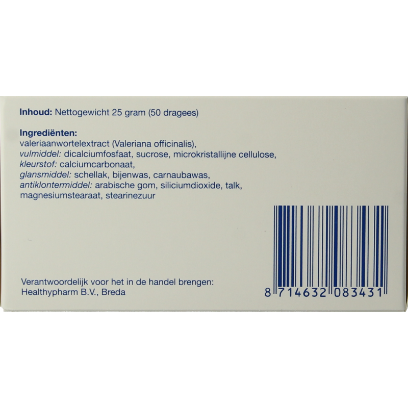 Healthypharm Valeriaan extra sterk 125mg 50 Dragees