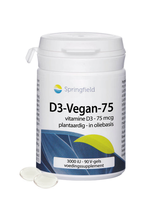 Springfield D3-Vegan-75 vitamine D3 75 mcg 90 Softgels