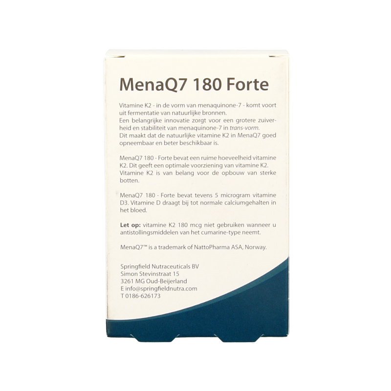 Springfield MenaQ7 Forte vitamine K2 180 mcg 60 Vegetarische capsules