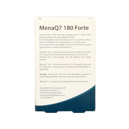 Springfield MenaQ7 Forte vitamine K2 180 mcg 60.00 Vegetarische capsules