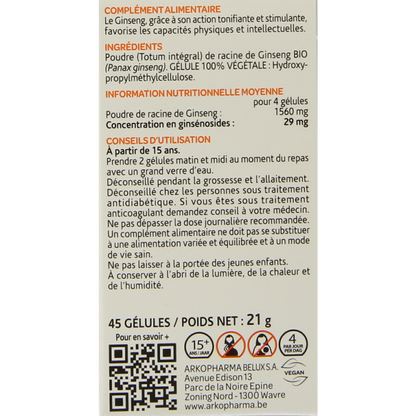 Arkocaps Ginseng bio 45.00 Capsules
