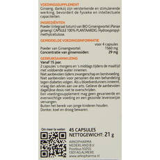 Arkocaps Ginseng bio 45.00 Capsules