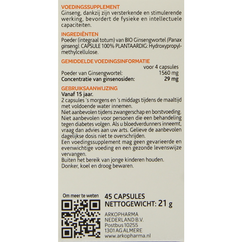 Arkocaps Ginseng bio 45 Capsules