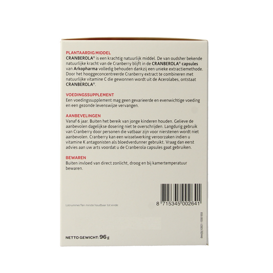 Cranberola Cranberry capsules 180.00 Vegetarische capsules