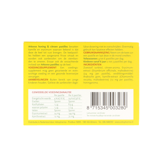Arkovox Honing citroen keelpastilles 8.00 Pastilles