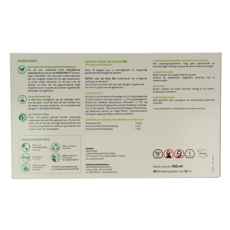 Arkofluids Detox lever bio 10 Ampullen