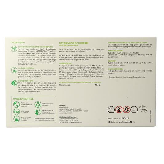 Arkofluids Detox huid bio 10 Ampullen