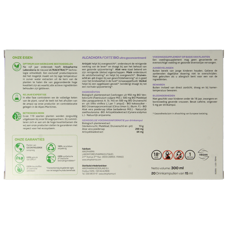 Arkofluids Alcachofa forte bio 20 Ampullen
