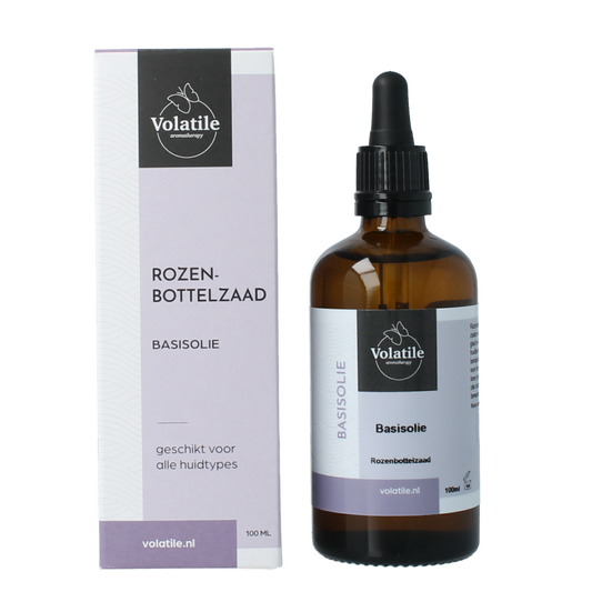 Volatile Rozenbottelzaad basisolie  glazen fles 100 Milliliter