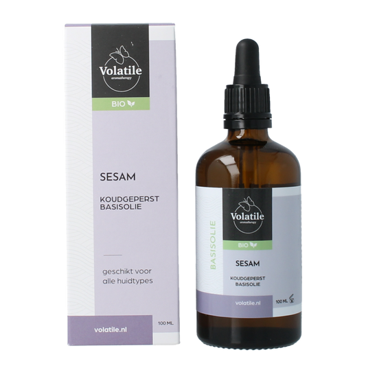 Volatile Sesam koudgeperst basisolie bio glazen fles 100 Milliliter