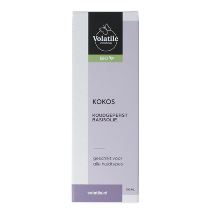 Volatile Kokos koudgeperst basisolie bio glazen fles 100.00 Milliliter