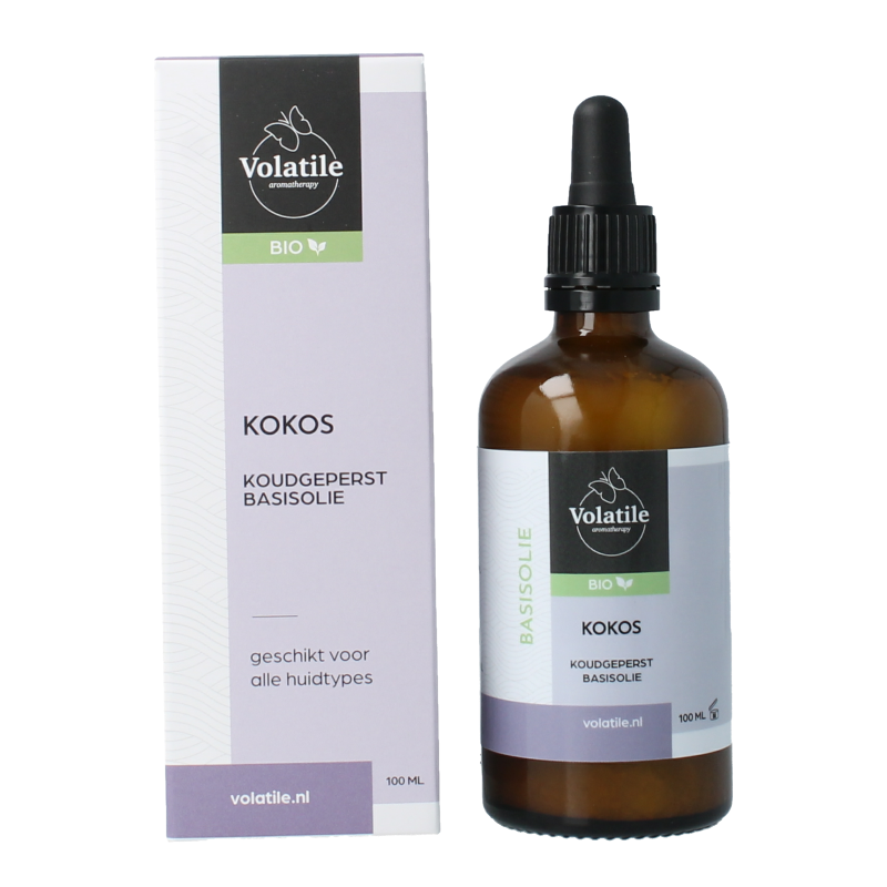 Volatile Kokos koudgeperst basisolie bio glazen fles 100 Milliliter