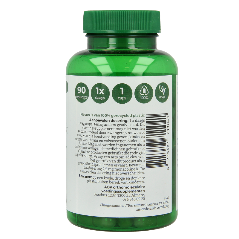 AOV 1104 Rode gist rijst extra 90 Vegetarische capsules