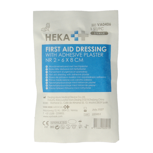 Heka Snelverband nr. 2 met hechtpleister 6 x 8 cm 1 Stuks