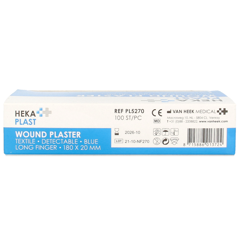 Hekaplast Vingerpleister detectable 180 x 20 haccp 100 Stuks