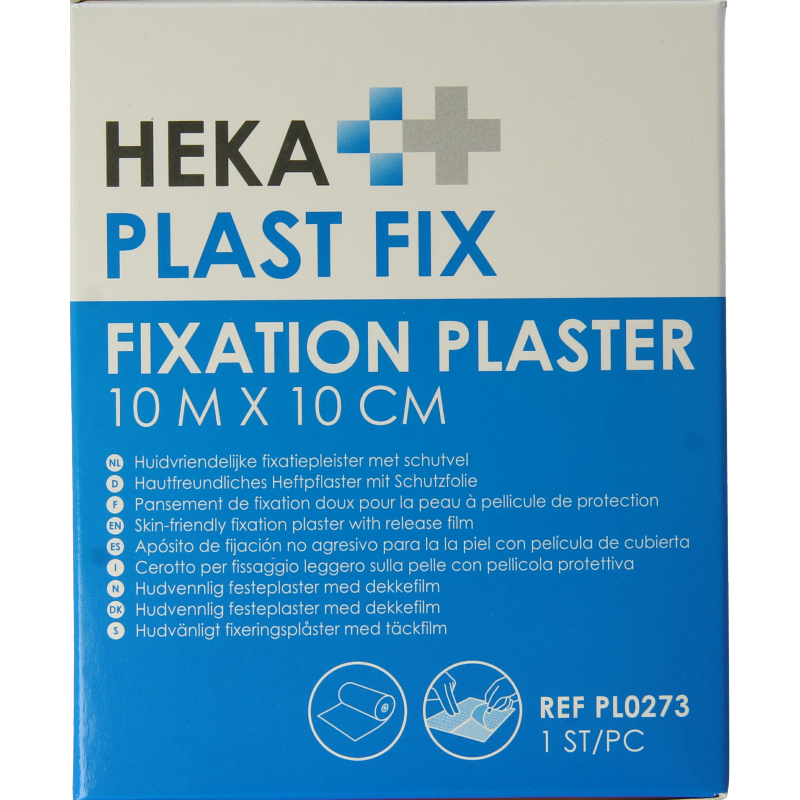 Hekaplast Fix pleister 10m x 10cm met schutvel 1 Rol
