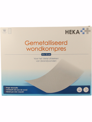 Heka Klein Wondkompres gemetalliseerd 10 x 12cm steriel 10 Stuks