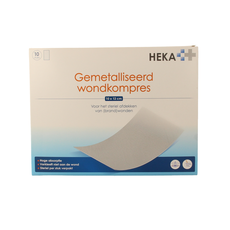 Heka Klein Wondkompres gemetalliseerd 10 x 12cm steriel 10 Stuks
