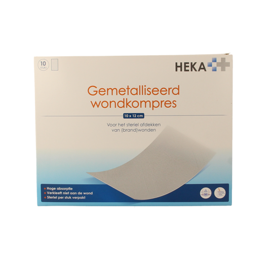 Heka Klein Wondkompres gemetalliseerd 10 x 12cm steriel 10 Stuks