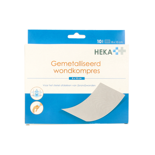 Heka Klein Wondkompres gemetalliseerd 8 x 10cm steriel 10 Stuks