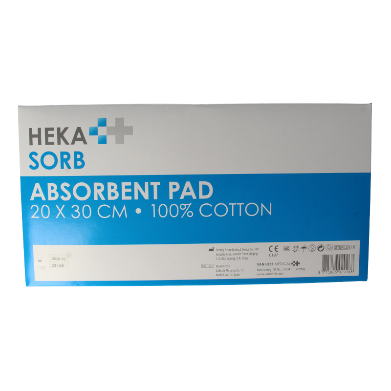 Hekasorb Absorberend verband 20x30 steriel 10 Stuks