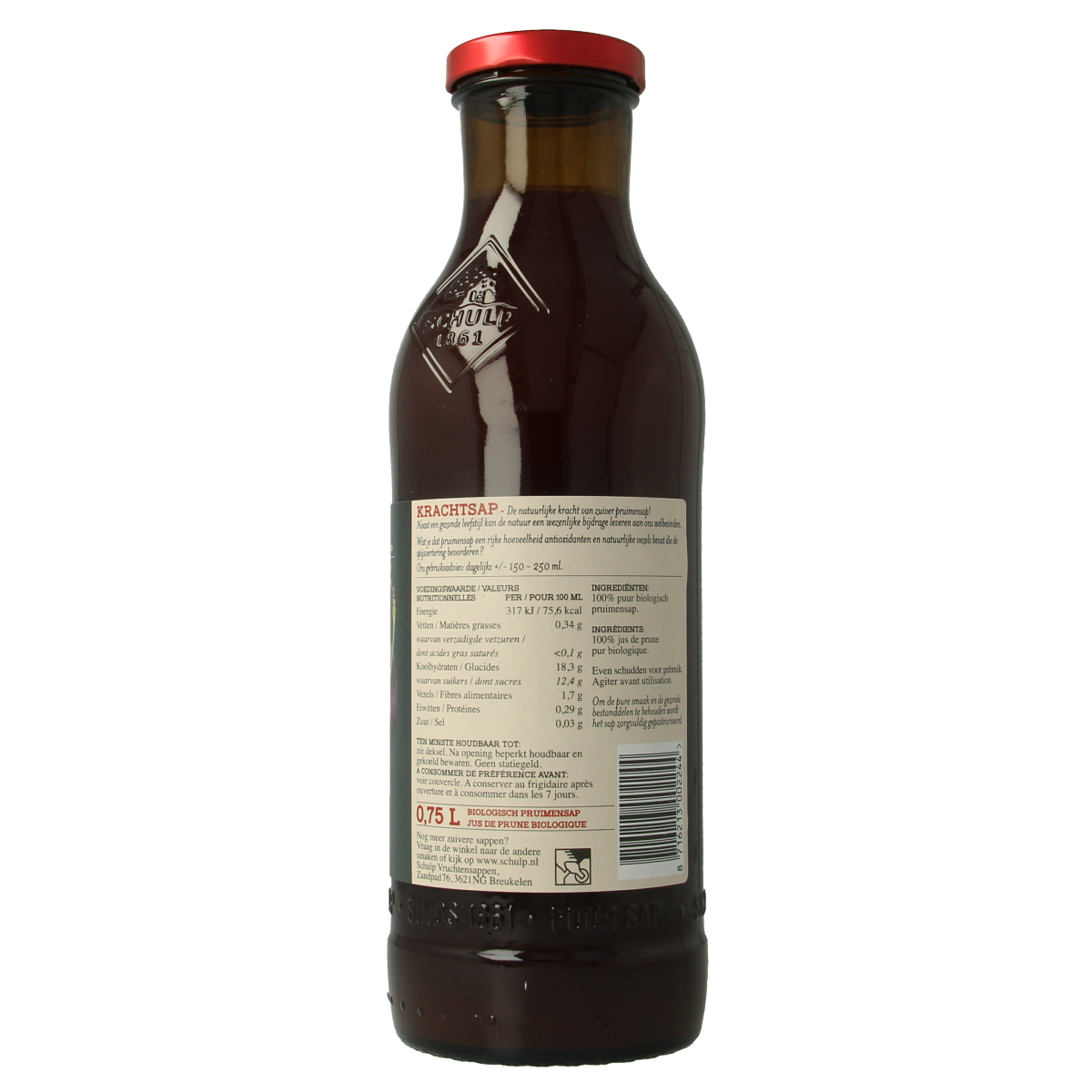 Schulp Krachtsap pruimensap puur bio 750.00 Milliliter