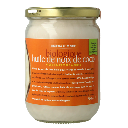 Omega & More Kokosolie extra virgin glas bio 500 Milliliter