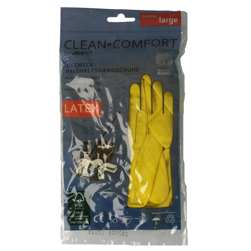 CLEAN-COMFORT Huishoudhandschoen geel maat L 1 Paar