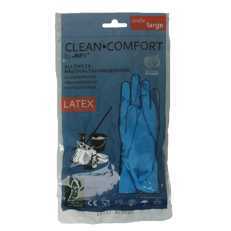 CLEAN-COMFORT Huishoudhandschoen blauw maat L 1 Paar