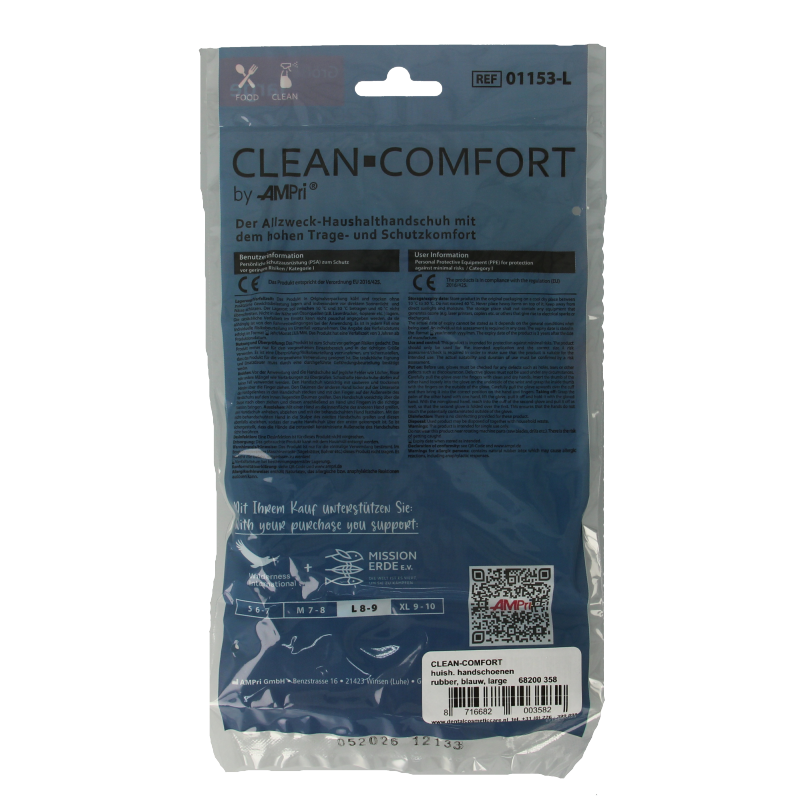 CLEAN-COMFORT Huishoudhandschoen blauw maat L 1 Paar