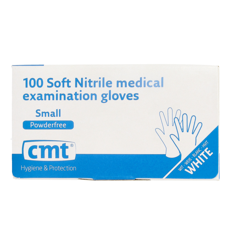 CMT Onderzoekshandschoen nitriel wit poedervrij maat S 100 Stuks