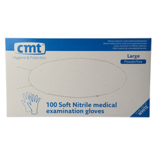 CMT Onderzoekshandschoen nitriel wit poedervrij maat L 100.00 Stuks