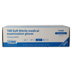CMT Onderzoekshandschoen nitriel wit poedervrij maat L 100.00 Stuks