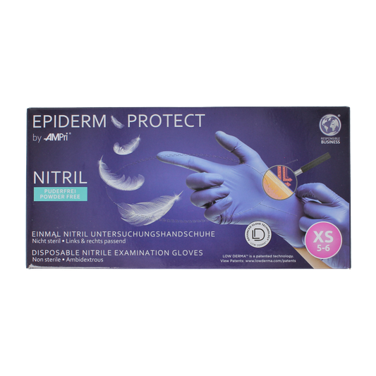 Epiderm Protect Nitriel onderzoekhandschoen poedervrij XS blauw 100 Stuks