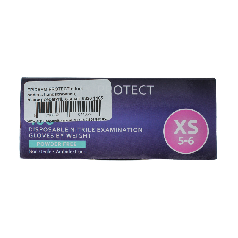 Epiderm Protect Nitriel onderzoekhandschoen poedervrij XS blauw 100 Stuks