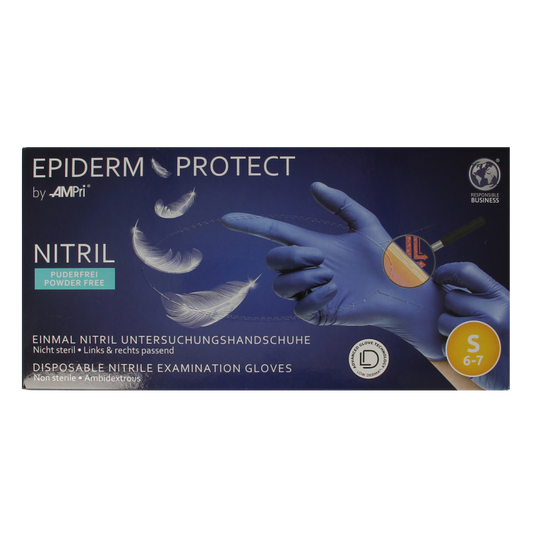 Epiderm Protect Nitriel onderzoekhandschoen poedervrij S blauw 100 Stuks