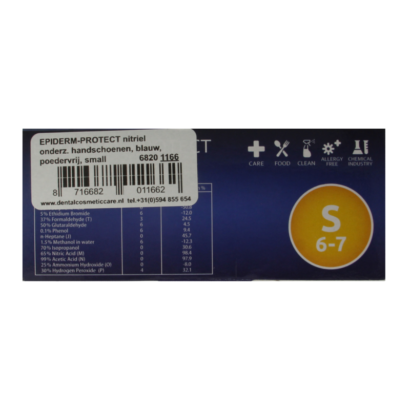 Epiderm Protect Nitriel onderzoekhandschoen poedervrij S blauw 100 Stuks