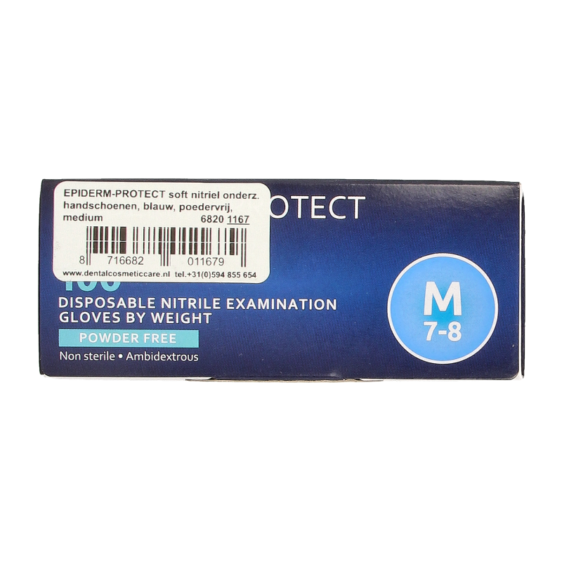Epiderm Protect Nitriel onderzoekhandschoen poedervrij M blauw 100 Stuks