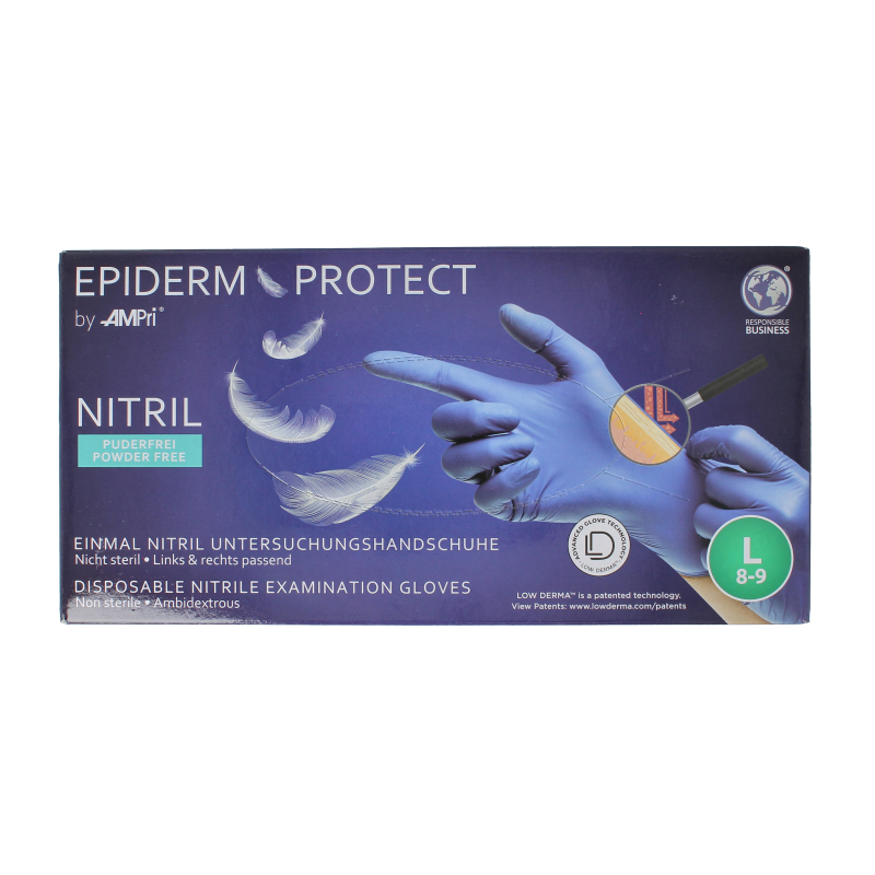 Epiderm Protect Nitriel onderzoekhandschoen poedervrij L blauw 100 Stuks