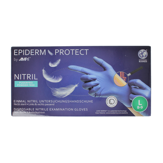 Epiderm Protect Nitriel onderzoekhandschoen poedervrij L blauw 100 Stuks