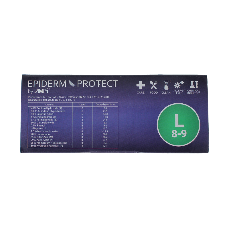 Epiderm Protect Nitriel onderzoekhandschoen poedervrij L blauw 100 Stuks