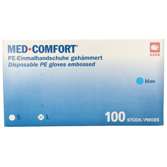 Med Comfort Handschoen PE geruwd blauw 100 Stuks