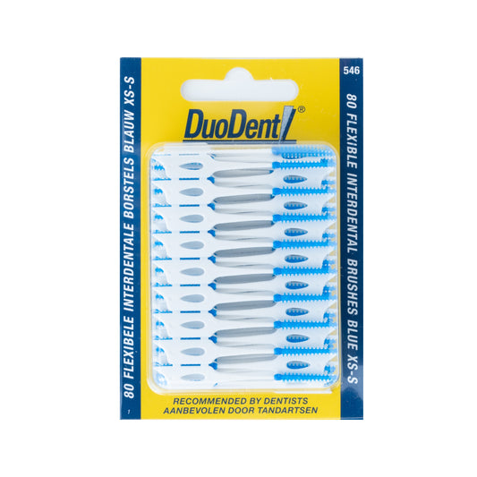 Duodent Flexibele interdentale borstels xs-s blauw 80 Stuks