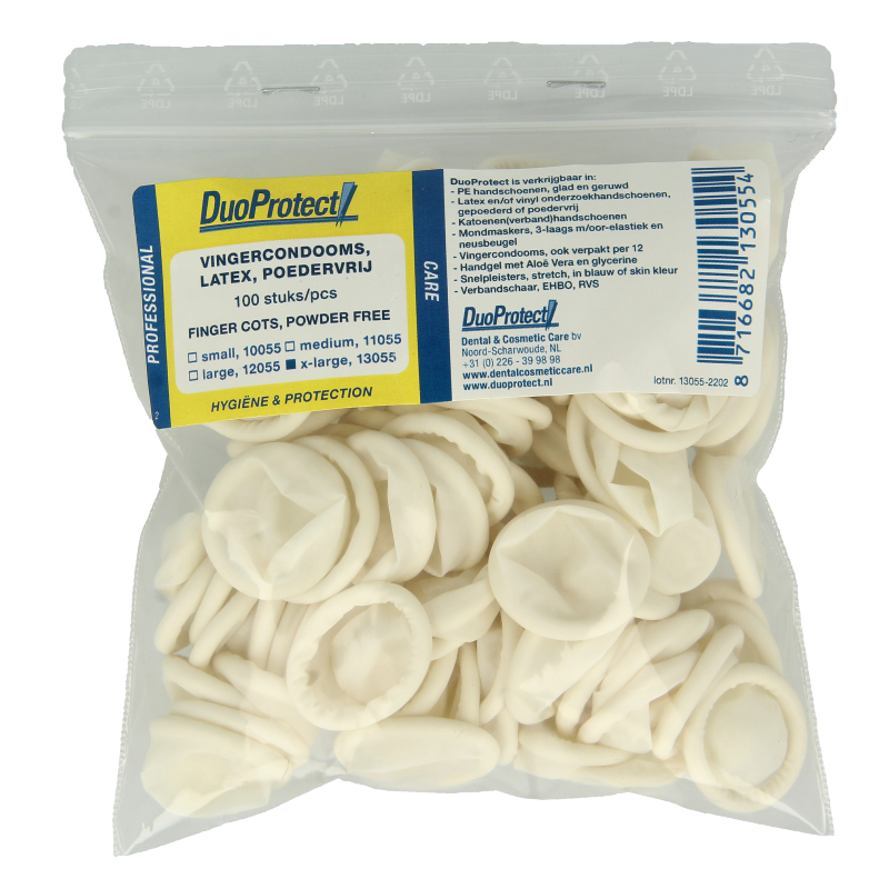 Duoprotect Vingercondoom maat XL 100 Stuks