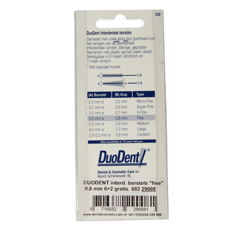 Duodent Interdentale borstels fine 8 Stuks