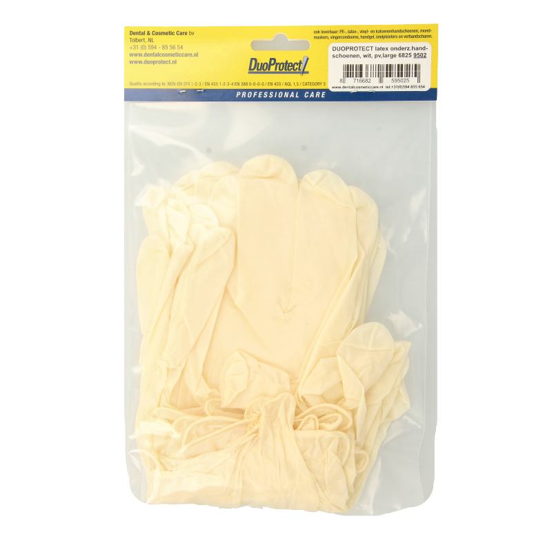 Duoprotect Handschoen latex poedervrij large 10 Stuks